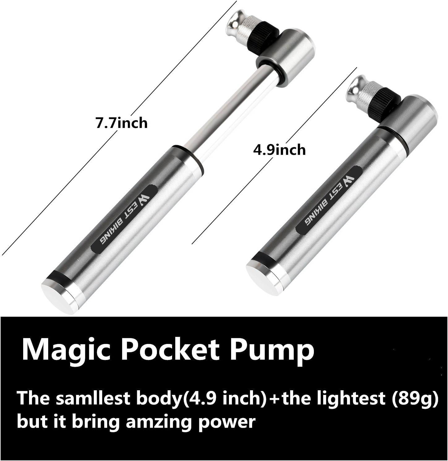 Mini Bike Pump - Fits Presta & Schrader- 160 PSI - Includes Mount Kit -Compact & Light - Bicycle Tire Pump for Road,Mountain and BMX Bikes image number 2