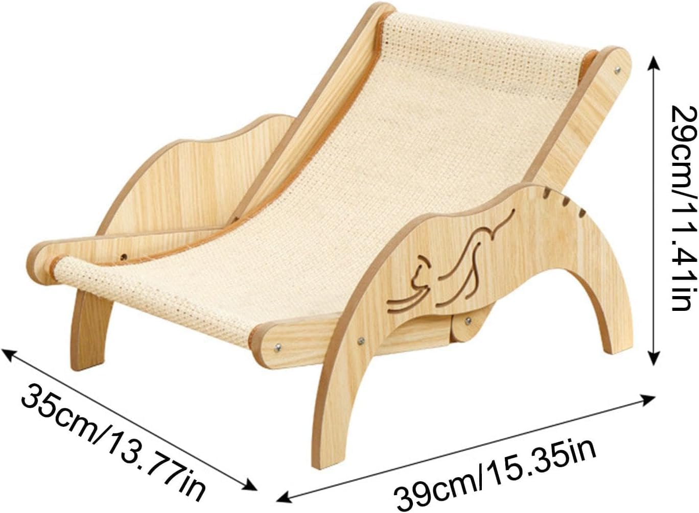 Cat Hammock Bed,Elevated Cat Bed Beach Chair with Sisal Scratcher for Indoor Cats,Adjustable Wooden Cozy Pet Bed for Indoor Cats Dogs Sisal Chair