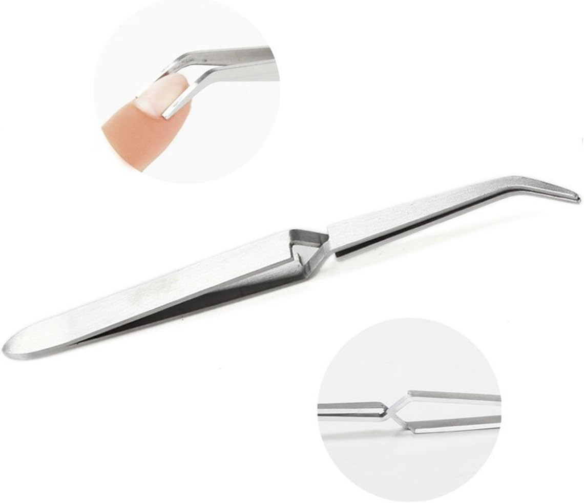 Nail Art Tweezers Manicure Rhinestones Picking Tools Clip Stainless Steel Nail Art Tools (Size-1)