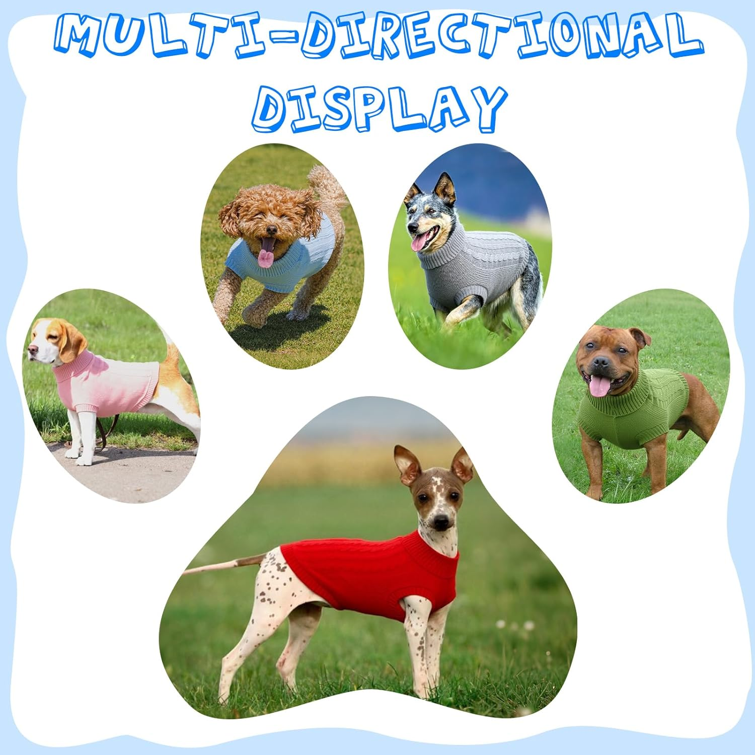 Dog Jumpers Knitted Turtleneck for Medium Large Dogs (Less than 21 KG), Warm Winter Dog Sweater Cute, Apparel Puppy Twist Striped Vest Dog Clothes (Red, Large) image number 4