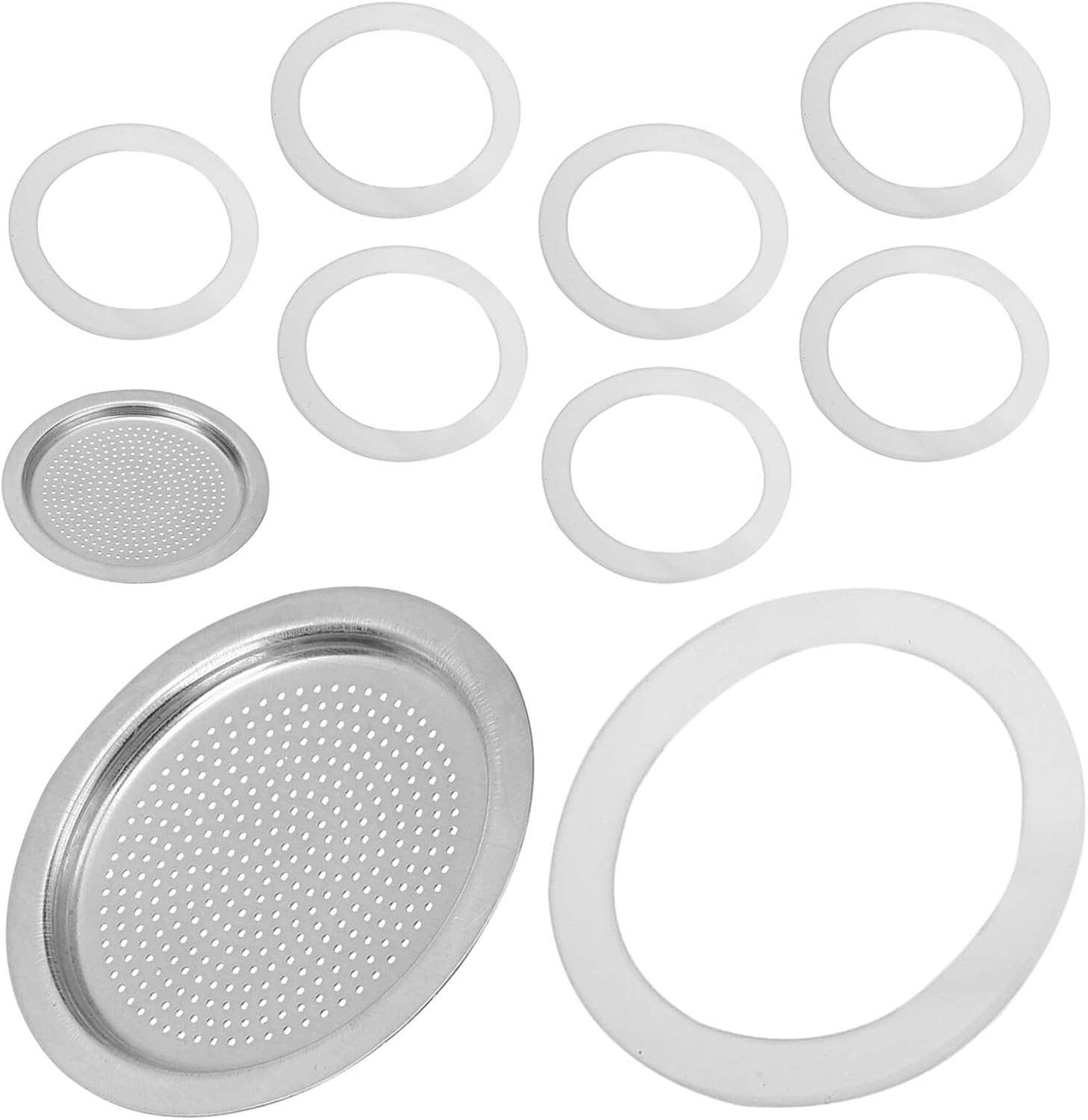GETAJGHSD 10Pcs Silicone Sealing Gasket and Filter Set for 6-Cup 300Ml Espresso Coffee Maker, round Leak-Proof Silicone Spare Parts Compatible with Stovetop Brewing Machines image number 4