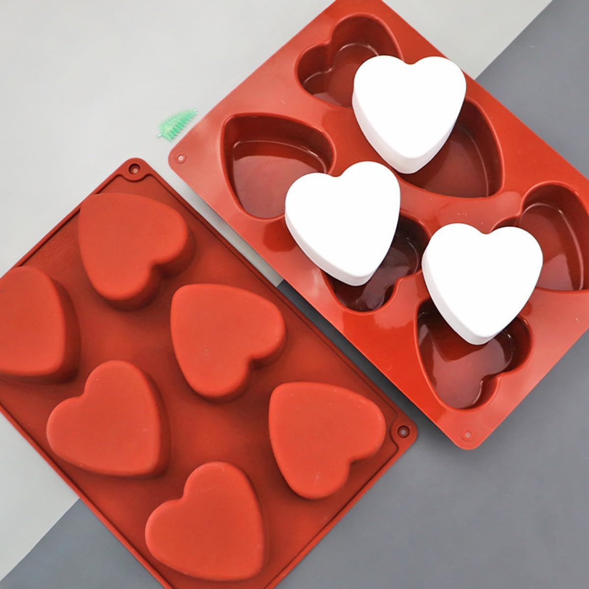2Pcs/Pack 6 Holes Heart Shaped Silicone Mold Easy Release Heart Silicone Molds for Chocolate Cake Jelly Pudding Handmade Soap Mould Candy Making image number 1