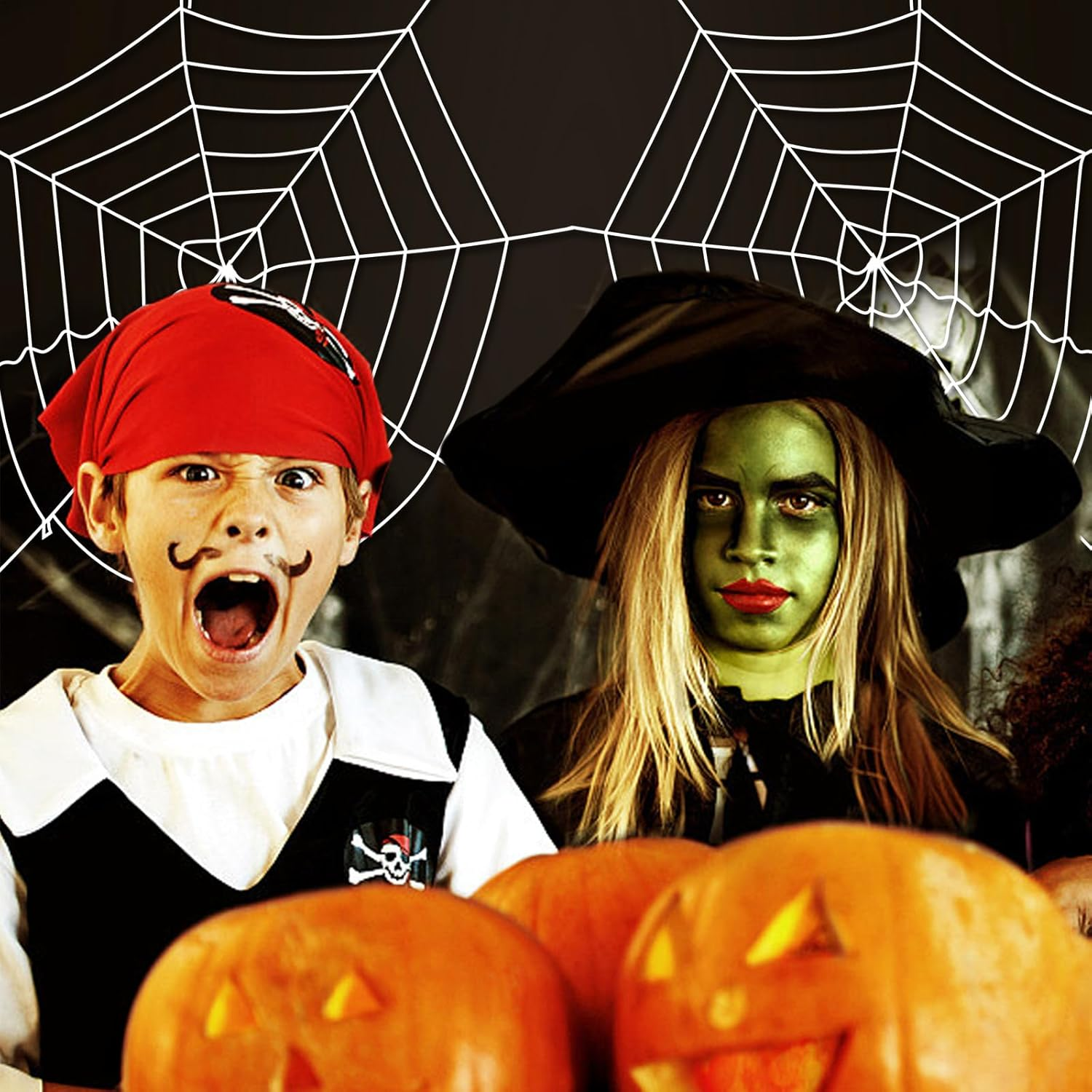 Giant Halloween Spider Web Decoration &ndash; Large round Stretchy Cobweb Rope Prop for Haunted House, Porch, Window, Indoor and Outdoor Party Decor image number 1