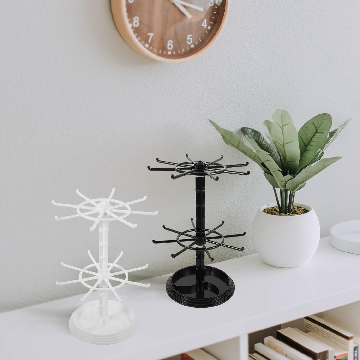 SHERCHPRY Retail Display Stand, 2Pcs 2 Tier Earring Display Stands, Rotating Rack for Store Display Shelves, Jewelry Keyring Socking Hats, Shop Spinner for Toys Show