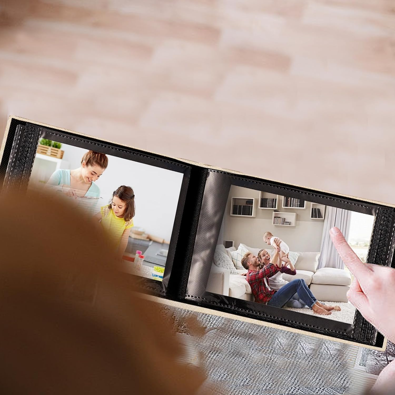 Powerful Photo Album 4X6 100 Pockets Linen Cover Small Picture Album Book for Wedding Family Baby Anniversary (Beige) - Grey image number 3