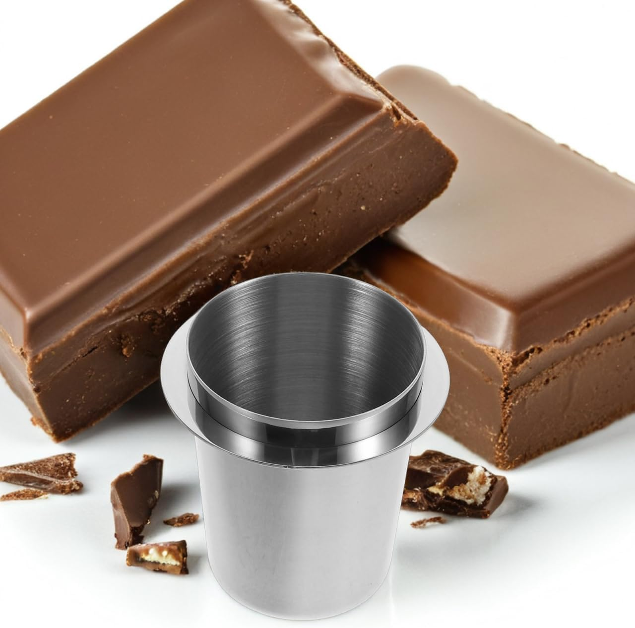 Cabilock Stainless Steel Coffee Dosing Cup, 53Mm Espresso Machine Powder Feeder, Universal Coffee Machine Handle Accessory for Home and Cafe, Simplifies Preparation - Silver image number 2