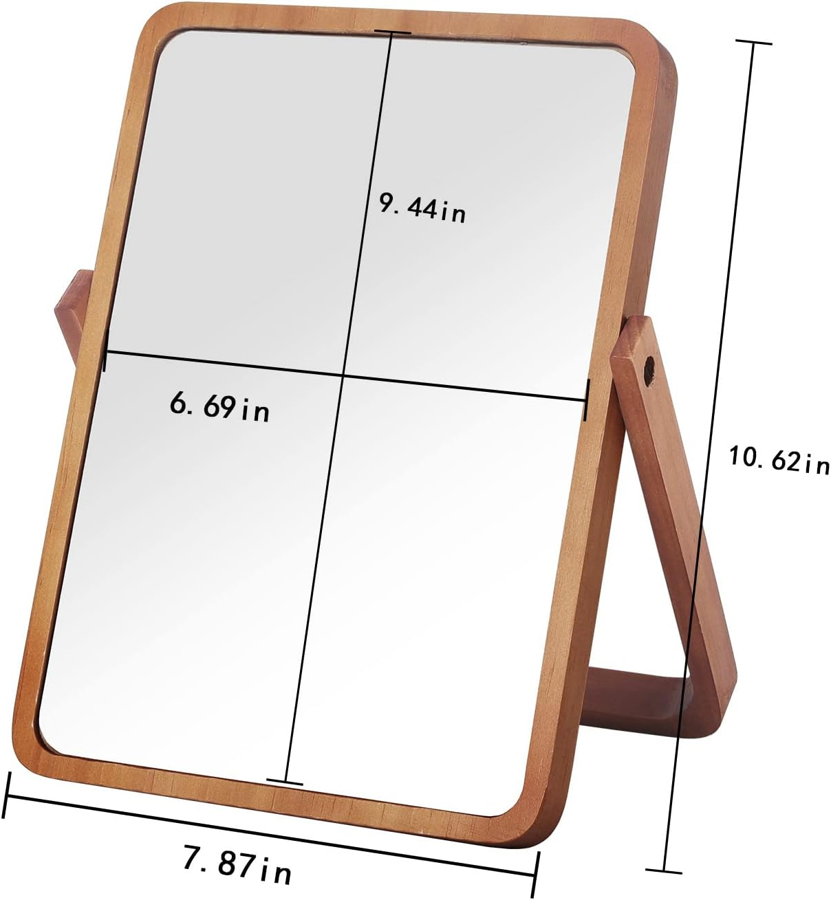LONGSHENG - since 2001 - Wood Table Vanity Makeup Mirror - Rectangle Wall-Mounted Mirrors for Living Room,Bedroom image number 4