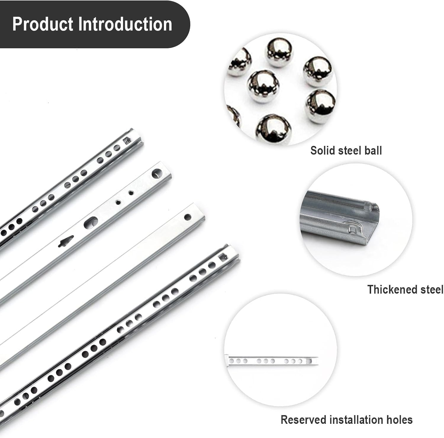 LERANXIN Drawer Runners, Full Extension, 2 Pairs (4 Pieces), Drawer Runners Made of Galvanised Material, Drawer Slide with Two-Way Extension, for Drawers with 17 Mm Groove. Comes with 16 Screws image number 5