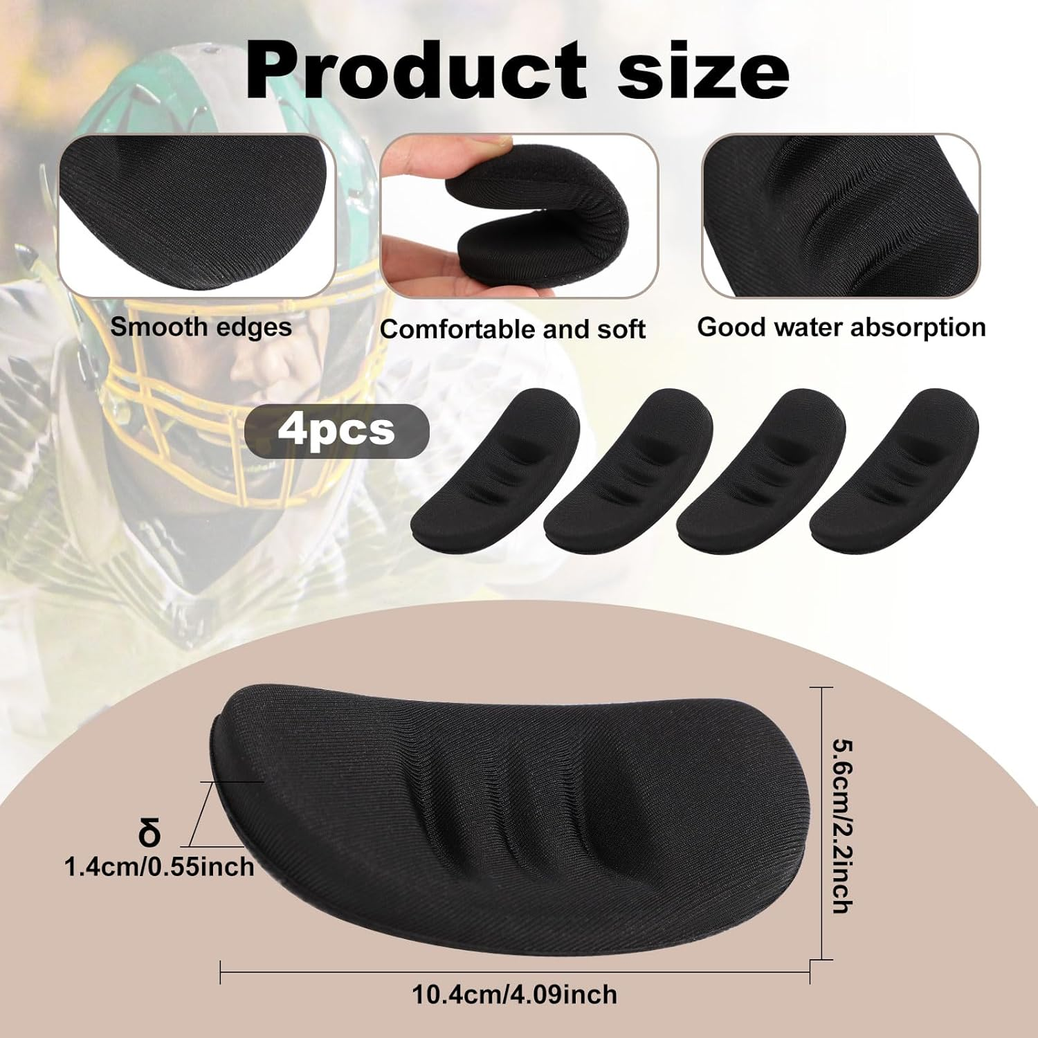 4Pcs Softball Fielder'S Facemask Chin Cup, Maximum Protection Catchers Mask Chin Pad Replacement Baseball Softball Face Guard Helmet Padding for Men Women Teens Youth & Adult image number 3