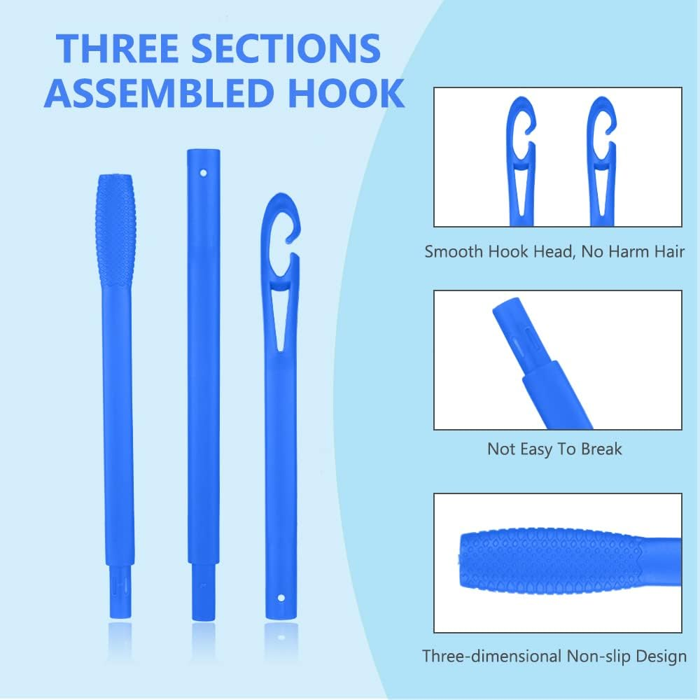 Styling Hook, 20.3 Inch Extended No Heat Hair Curlers Hook Spiral Curls Hook, DIY Hairstyle Styling Hook Tools for Women Girls (Blue) image number 2