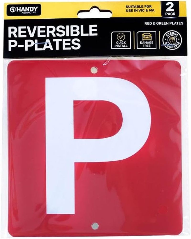 Handy Automotive VIC and WA Reversible P Plate, Red/Green (Pack of 2)