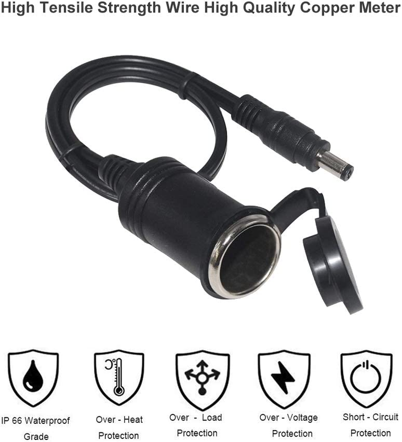 12V Cigarette Lighter Female Socket to DC 5.5 Mm X 2.1Mm Barrel Plug 30CM 12 Volt Car Cigarette Socket with Cover image number 1