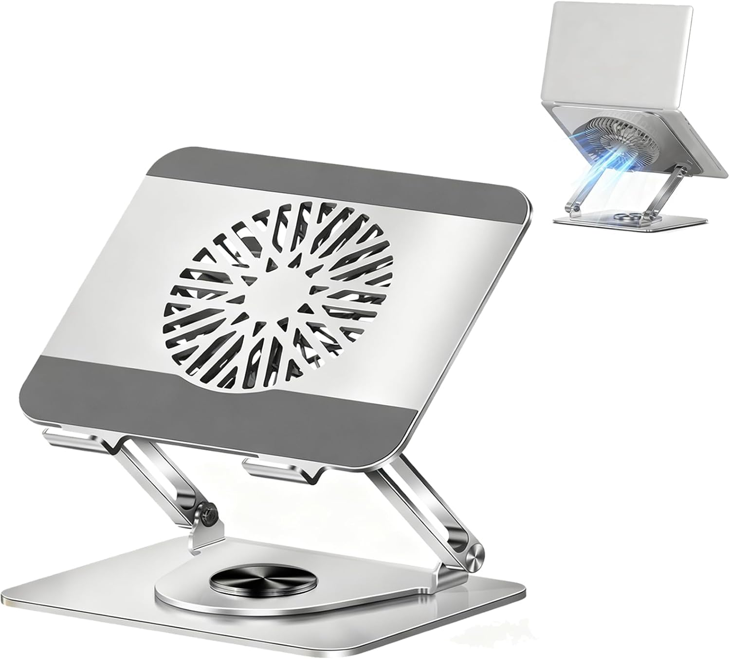 ALUCKKEY RGB Gaming Laptop Cooling Stand - Ultra-Quiet 29Db Magnetic Levitation Fan, 300Mm Height Adjustable, 360&deg; Rotation, Ergonomic Design for 10-17.3" Laptops & Tablets, Silver image number 5