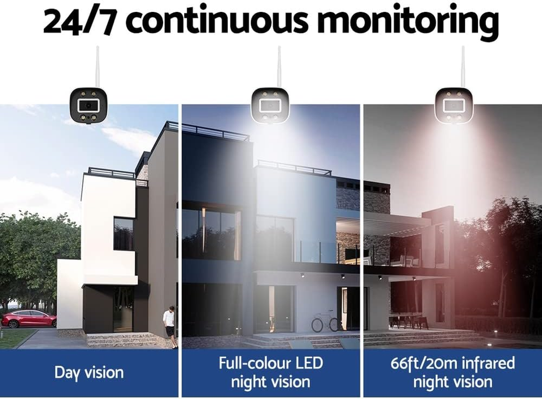 UL-TECH Set of 8 Security Camera, 8 Channel Wireless Surveillance Pet Cameras Hidden CCTV Monitor Wifi Home Safe Outdoor Indoor System, 3Mp Full HD NVR P2P with Built in Ir-Cut White image number 6