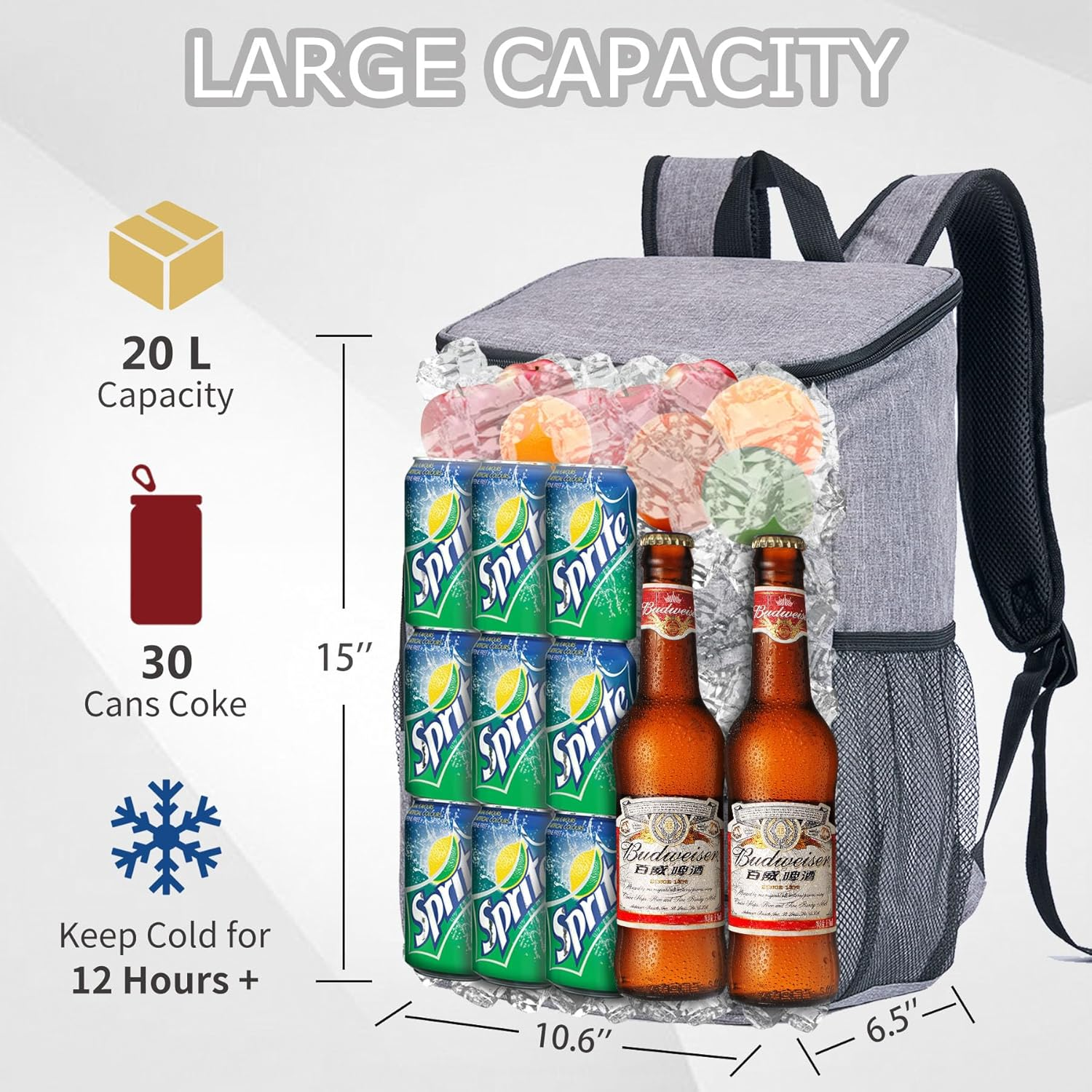 Cooler Backpack Large Insulated Leak Proof Lunch Backpack Portable Lightweight Cooler Bag for Travel Hiking Camping image number 2