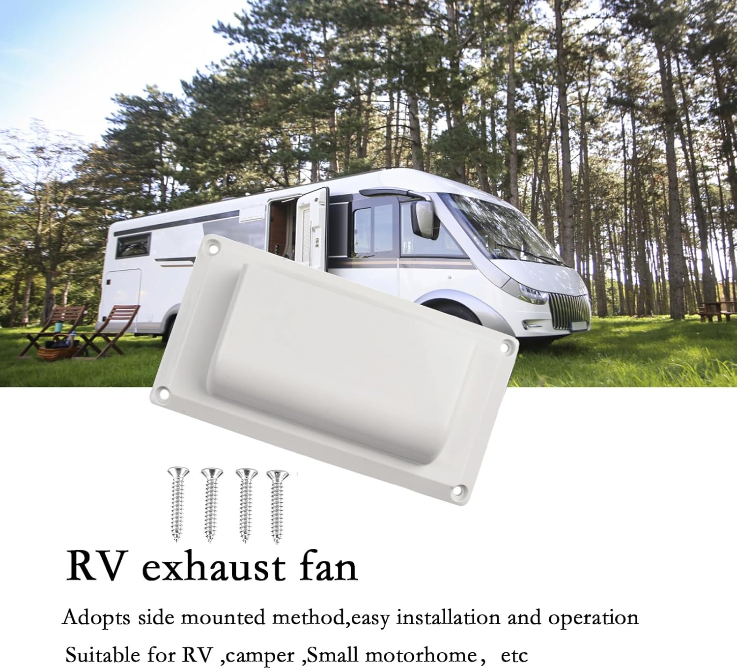 Ronyaoko Side Vent Fan,Ventilation Exhaust Fan,12V RV Side Air Vent Fan, Modified Accessories Extractor Fan, for Motorhome, Caravan, Trailer, Small Space inside Ventilation (White) image number 2