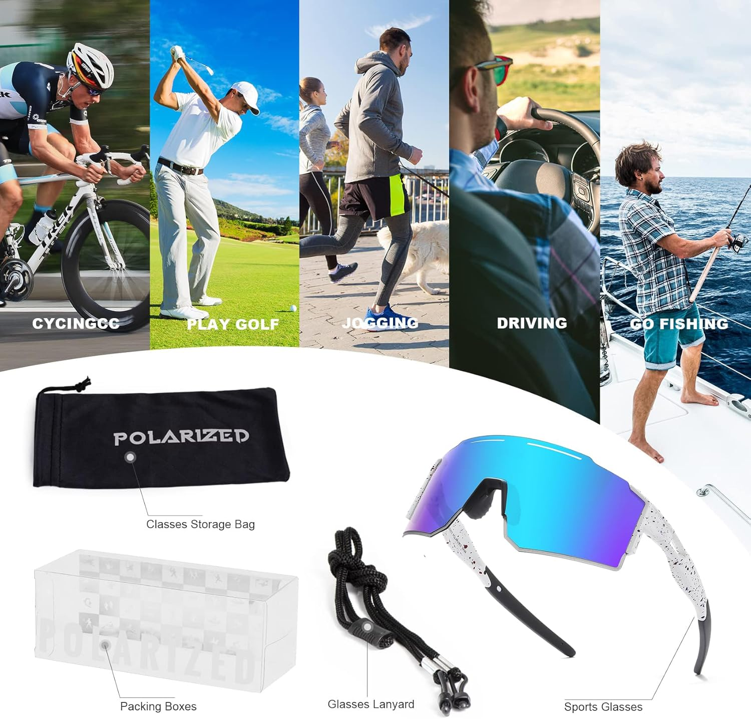 Polarized Sunglasses Mens Women Sports Sun Glasses Running Cycling Fishing Golf Driving image number 4