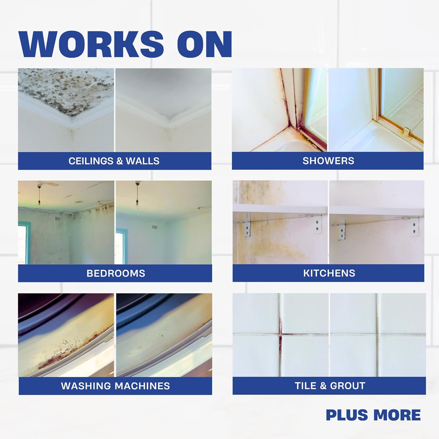 VM3ZERO Mould Fighter Spray 500Ml, Natural Aussie Mould Remover & Grout Stain Remover, Durable Household Mould & Stain Cleaner for Bathroom, Kitchen, Tiles & Walls, Pet & Child Safe image number 1