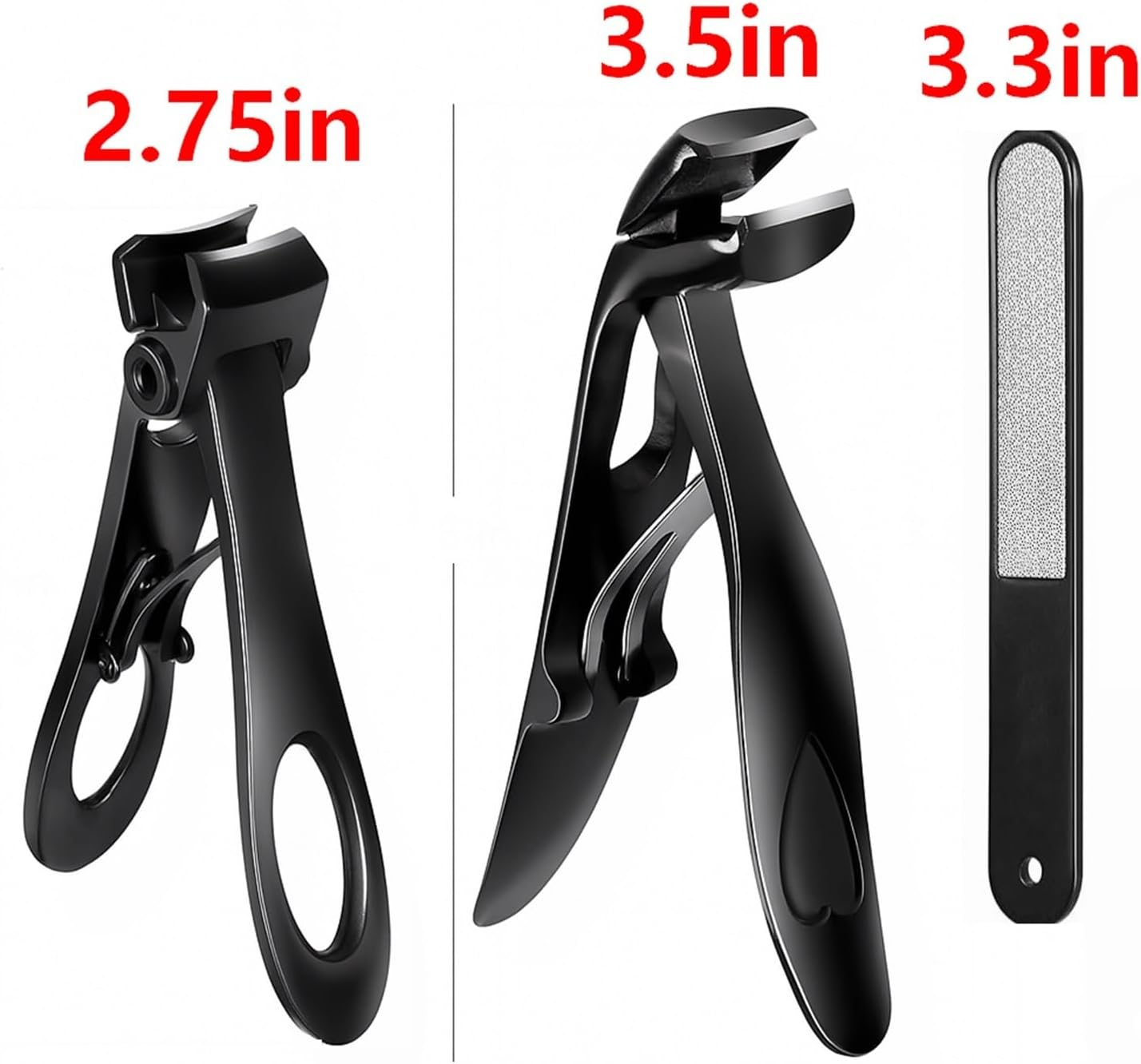 Nail Clippers for Seniors, Wide Jaw Fingernail & Angled Head Toenail Clippers for Thick Nails, Professional German Stainless Steel Heavy Duty Nail Cutter Set for Men, Women & Pregnant, Black image number 3