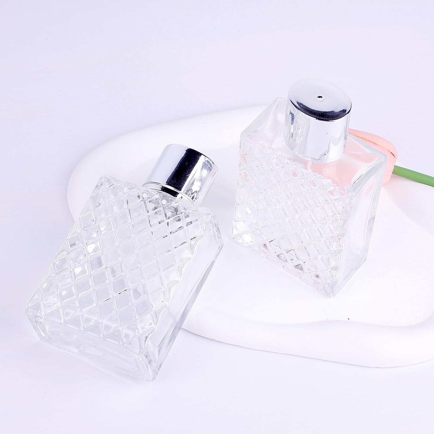 2Pcs Refillable Empty Perfume Bottle, 100Ml/3.4Oz Glass Atomizer, Portable Travel Cologne Spray Atomizer-Quttly image number 2