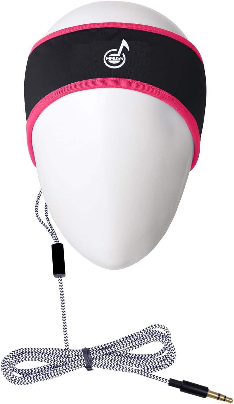 MMUSS Sleep Headphones Stereo Headband with Ultra Thin Speakers.Perfect for Side Sleeper,Sports,Travel,Meditation,Relaxation (Pink)