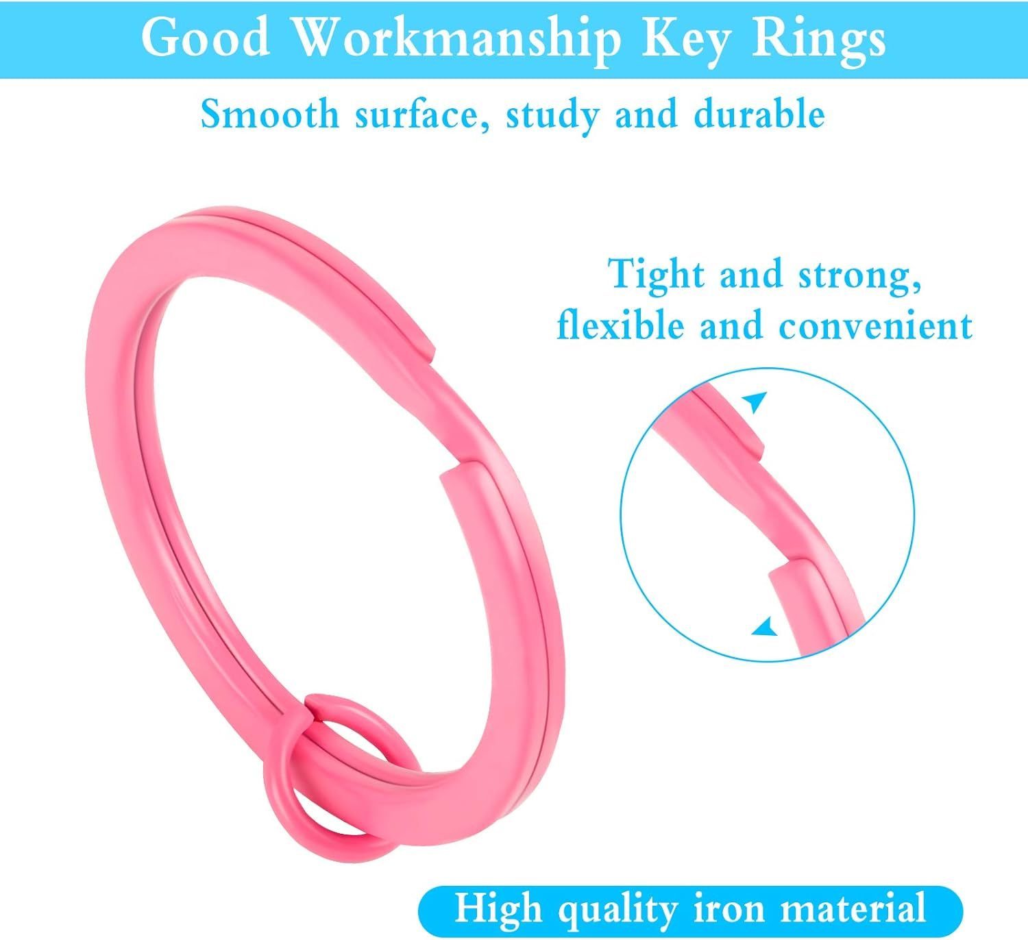 Flat Split Key Rings 100 PCS Metal Colorful Paint Split Keychain Rings 30Mm Flat Split Rings Keyring Making Kit for Home Car Keys Attachment DIY Crafts Decorations (Random Color) image number 5