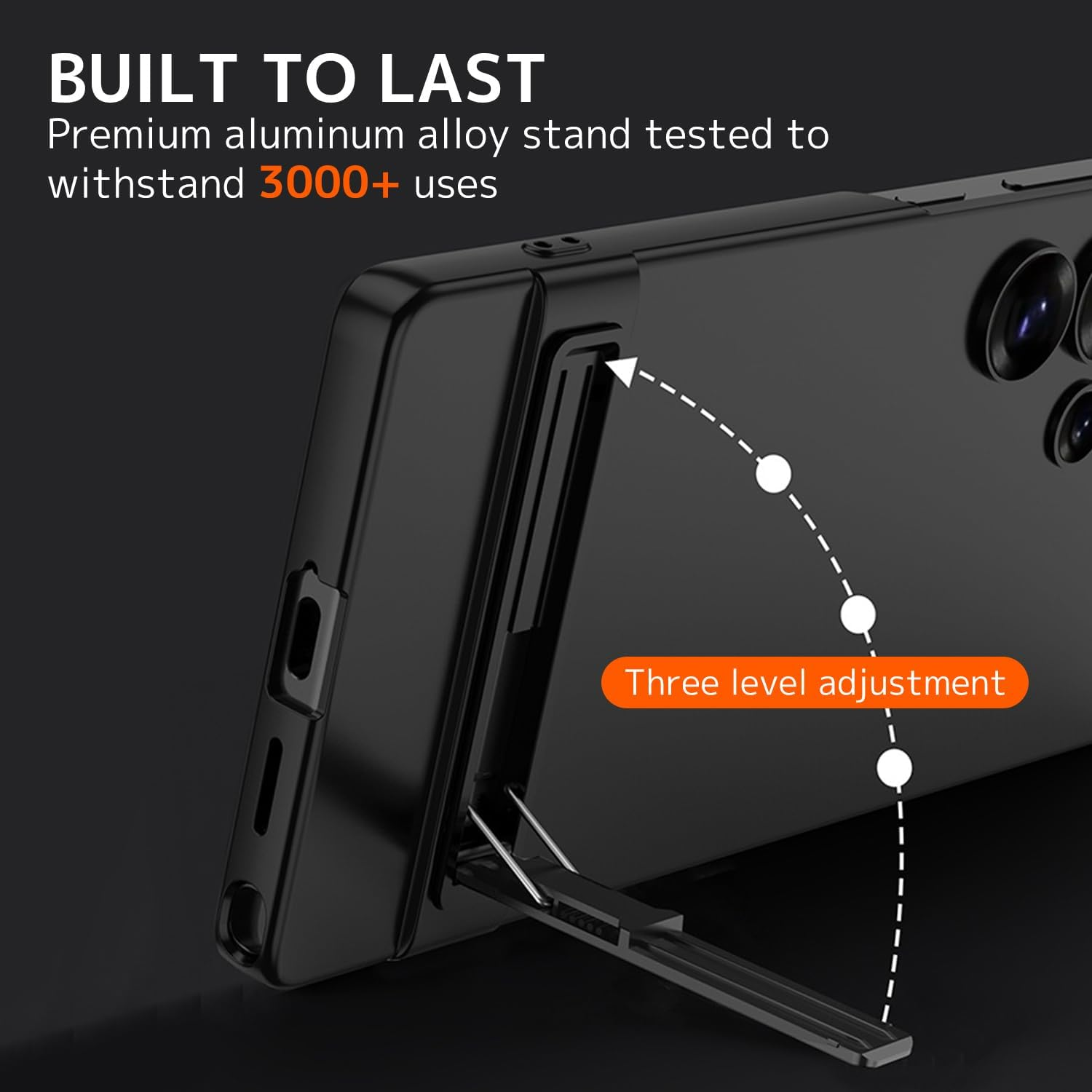 NINKI for Samsung Galaxy S25 Ultra Case Slim with Kickstand,3-Way Stand Ultra Slim Thin Hard PC Phone Cover for Samsung S25 Ultra Case with Stand for Men Women - Black - Black image number 5