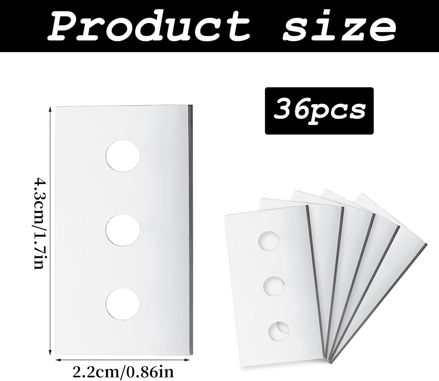 Pack of 36 Ceramic Hob Scraper Blades, Hob Scraper, Ceramic Hob Scraper, Double Sided Stainless Steel Scraper, Cooker Glass Scraper, Glass Kitchen Stove Scraper, Polish Cleaner Tool, Cleaning image number 1