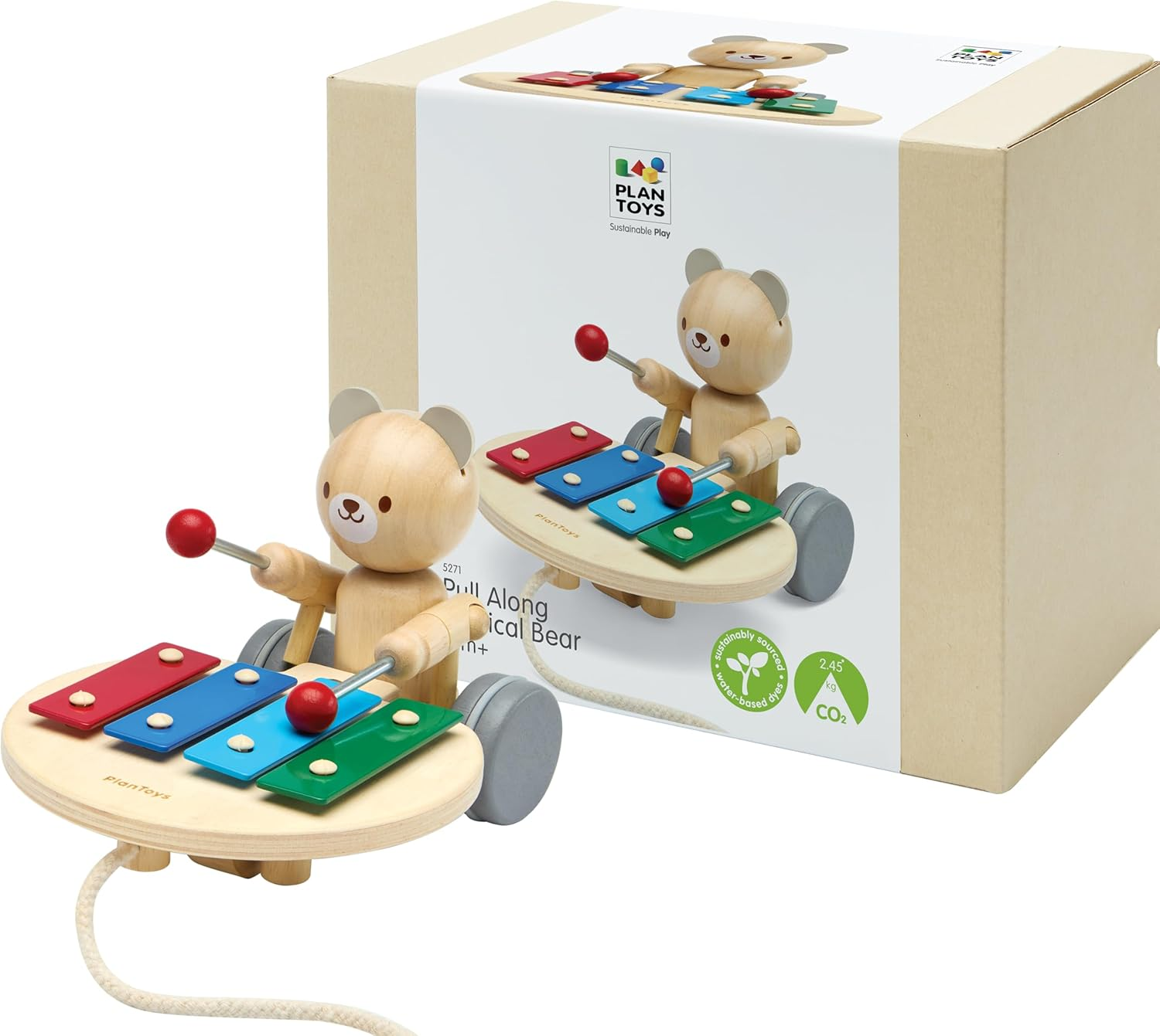 Plantoys - Pull-Along Musical Bear image number 1