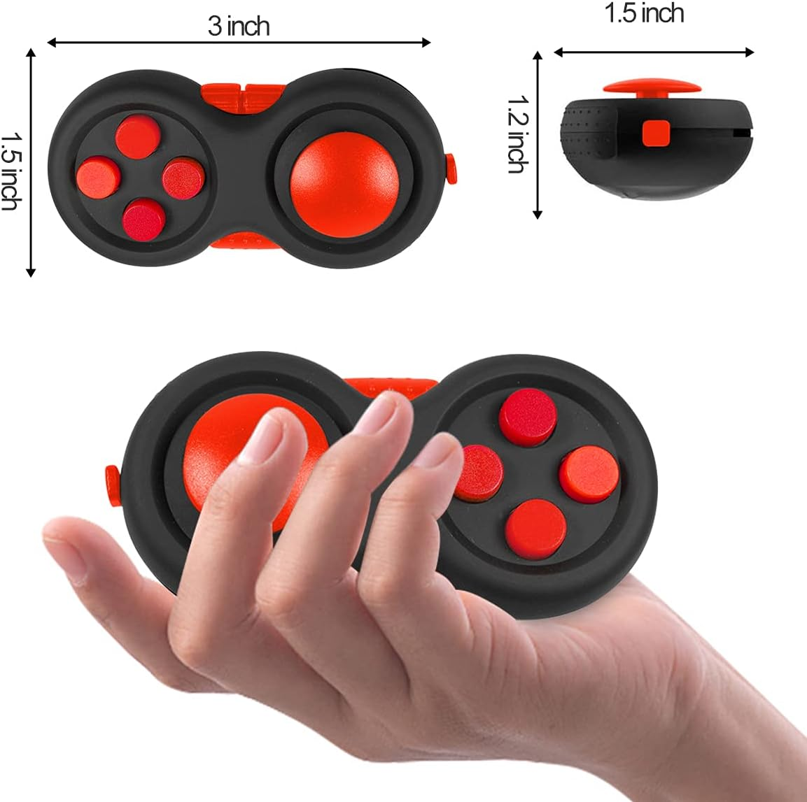 Small Fidget Pad Buttons Controller Toys for Kids Adults with Anxiety and Autism (Black & Red) - Black,Blue image number 4