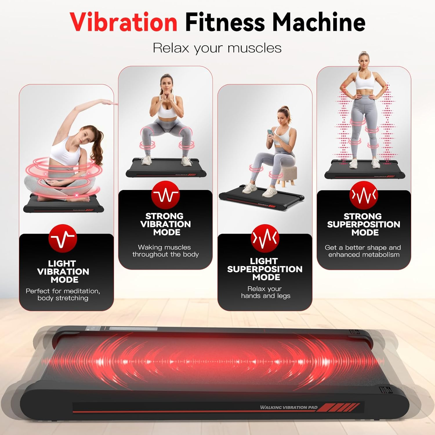 Sperax 3 in 1 Walking Vibration Pad, under Desk Treadmill with APP, Portable Treadmills for Home/Office, Walking Pad Treadmill with Remote Control