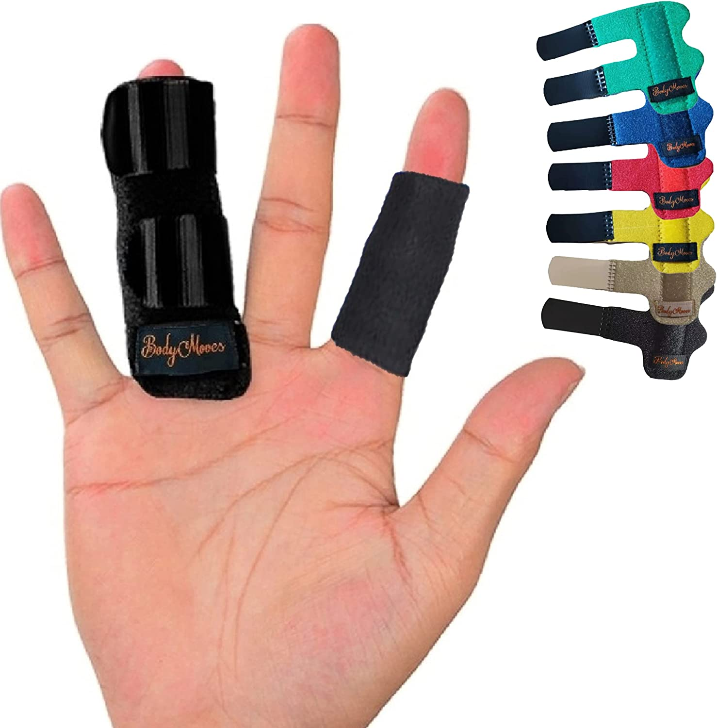 Bodymoves Finger Splint plus Sleeve (2 Pc Set, Midnight Black) image number 2