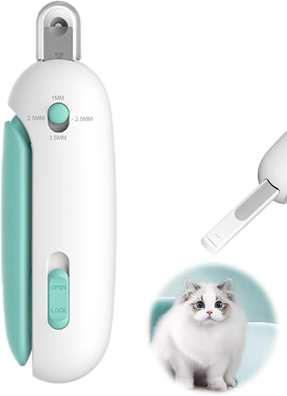 Cat Nail Clipper with Adjustable Aperture ，Clipping Debris Storage, Adjustable Sizes, Hidden Nail File, round Hole Blade for Injury-Free Grooming Tool for Pets image number 6