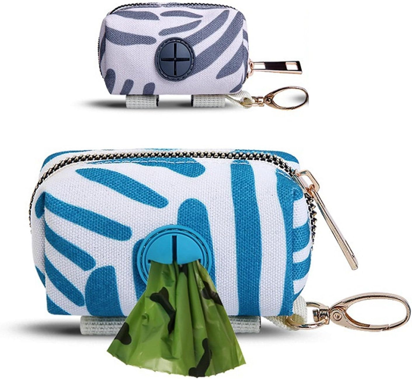 Pack of 2 Waste Bag Dispenser for Dogs, Dispenser for Dog Waste Bags Dispenser, Pet Dog Waste Bag Dispenser with Lead Attachment and Carabiner, Suitable for All Dog Leads (Blue + Grey, Striped) image number 5