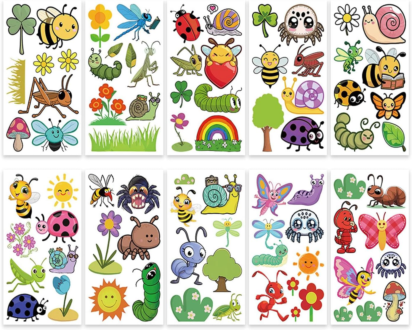 Palumma 10 Sheet Temporary Tattoos 82 Unique Bugs Insects Designs 4.7 X 2.7 Inch Pre Cut Fake Tattoo Paper for Party Favors Themed Birthday Decorations Festive Events Supplies