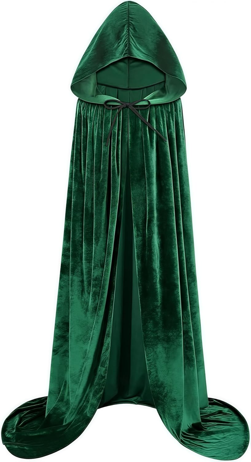 Halloween Costume for Men'S Women Cosplay Green Cloak Robe Costume Halloween Tunic Hooded Uniform Halloween Costume Accessories (Green, 170Cm) image number 3