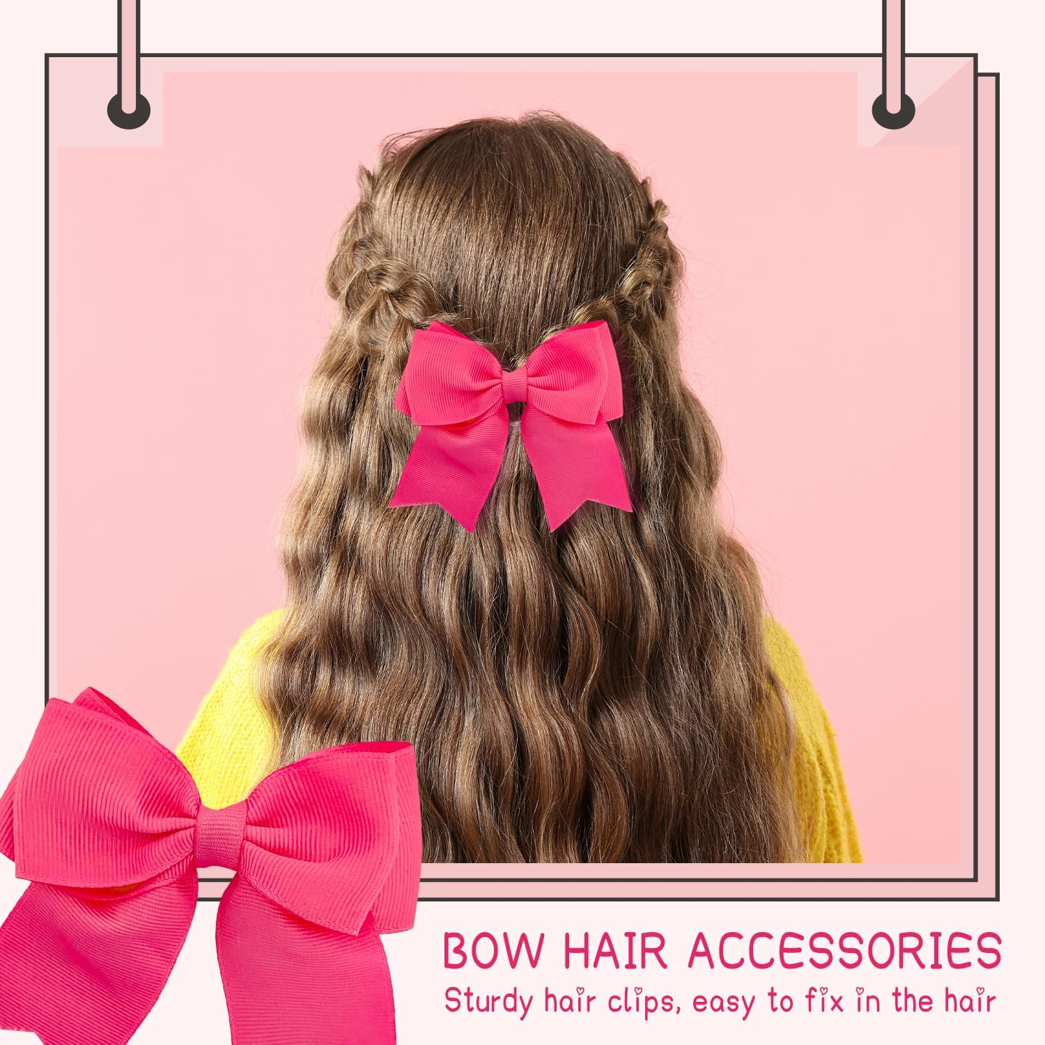 2 Pieces Hair Clips with Bows, French Hair Bows for Girls, Large Satin Hair Bow Clips, Silky Hair Bows for Girls, Soft Bows Hairpin, Rose Red Hair Bow image number 2