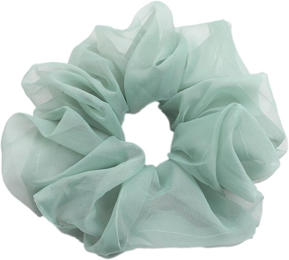 Pack of 3 Hair Bobbles Hair Accessories Chiffon Organza Hair Rings Hair Scrunchie Large Hold Elastic Hair Wiggle for Girls and Women, Fruit Green image number 3