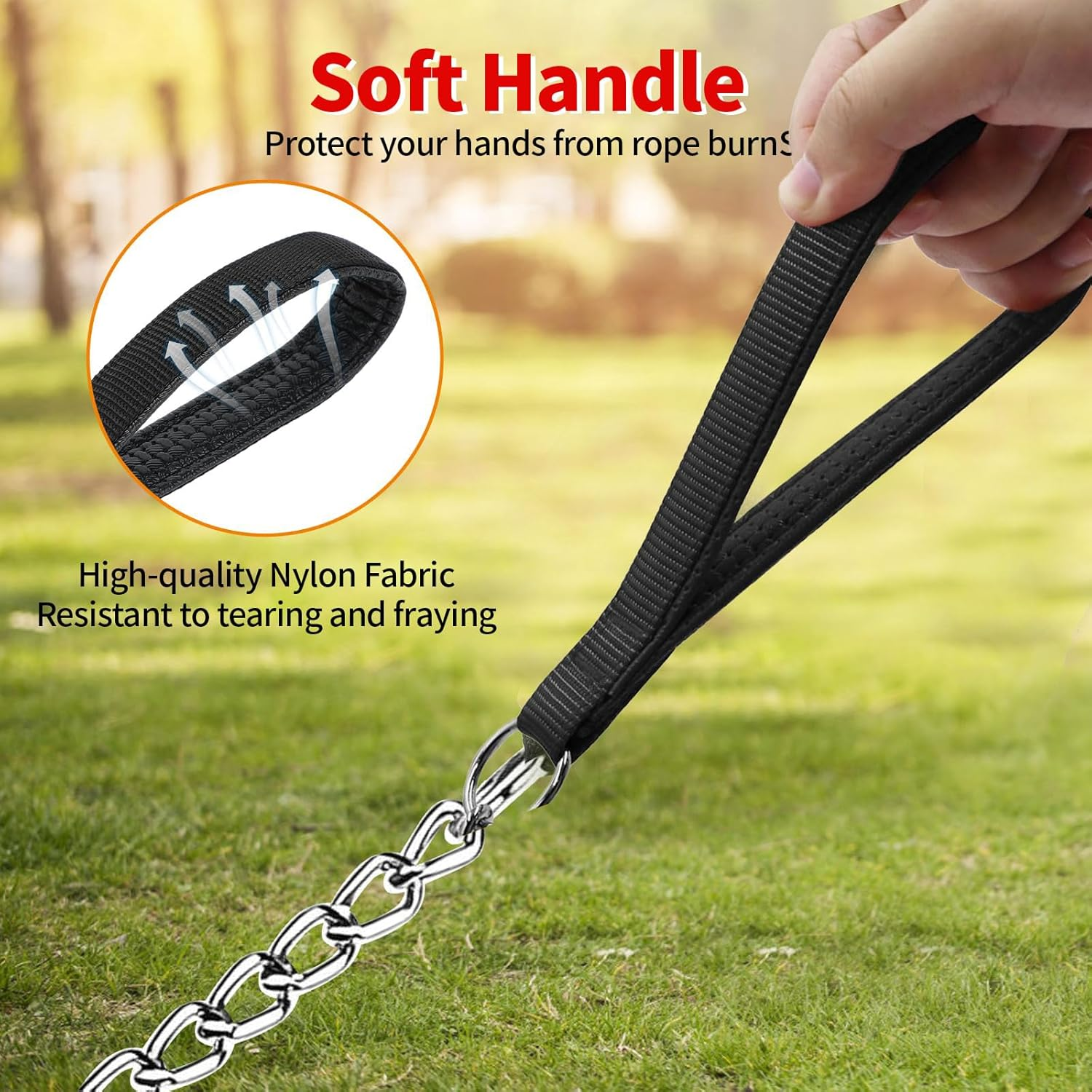 VCCLFSIA Chain Dog Leash, 6FT/1.8M Heavy Duty Metal Dog Leash with Soft Padded Handle, Chew Proof Pet Leash for Large & Medium Size Dogs image number 3