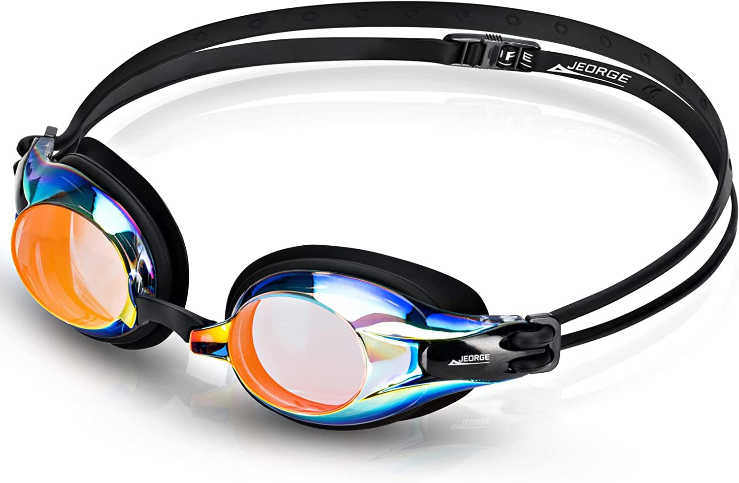 Competition Swim Goggles by JEORGE, Anti-Fog Uv-Protection Mirrored Coating Racing or Training.