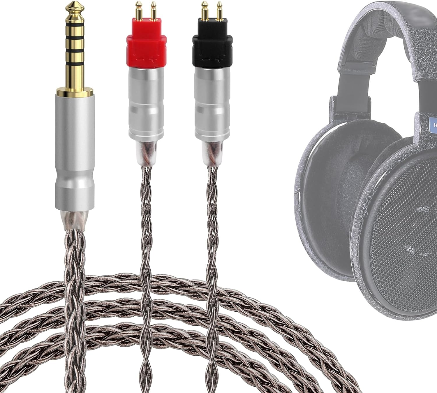 Geekria Apollo Silver-Plated Copper Upgrade Audio Cable Compatible with Sennheiser HD600, HD650, HD660S2, HD6XX Headphones, 4.4Mm Replacement Headphones Cord for Amplifier (4.9Ft/1.5 M) image number 1