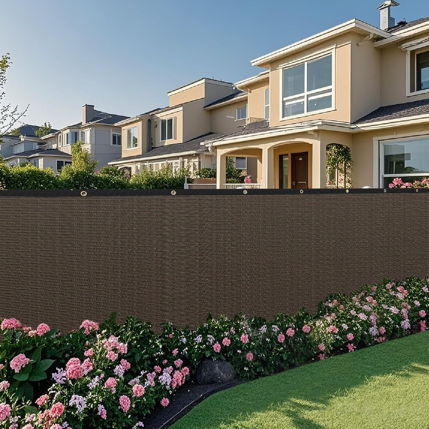 6' X 50' Heavy Duty Privacy Screen Fence, 90% Blockage Green Mesh Shade Net Cover with Brass Grommets for Garden, Yard, Wall, Backyard - Includes 75 Zip Ties (6' X 50', Green)