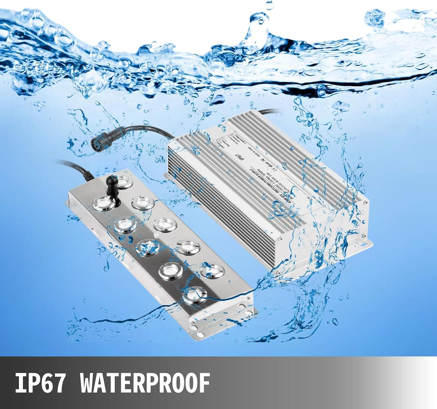 VEVOR Mist Maker 10 Head Ultrasonic Mist Fogger with Waterproof Power Supply Ultrasonic Fogger Humidifier Stainless Steel Pond Mister Fogger 5Kg/H Ultrasonic Mist Humidifier for Gardening Pond