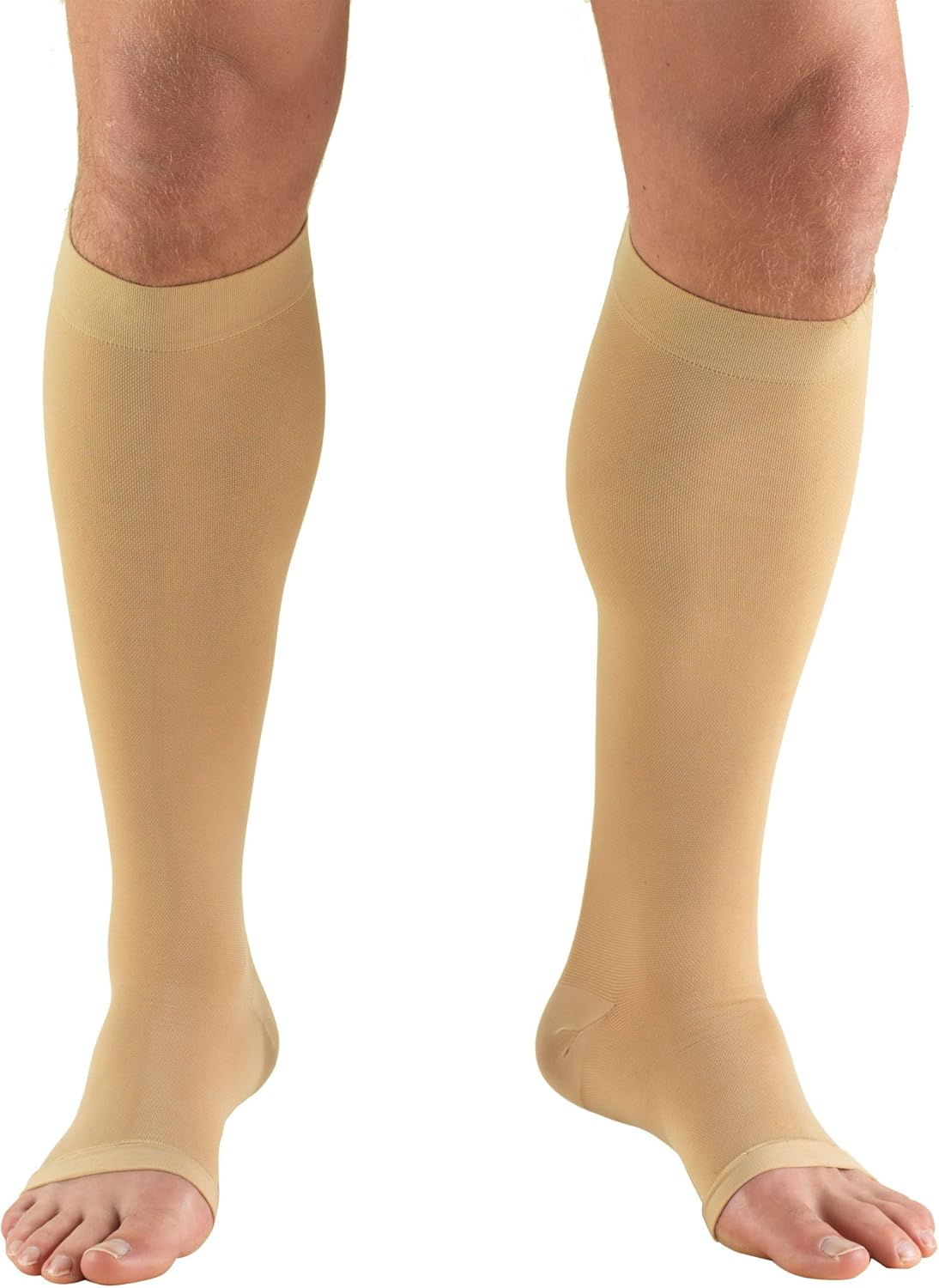 Truform 20-30 Mmhg Compression Stocking for Men and Women, Knee High Length, Open Toe, Beige, Medium image number 2