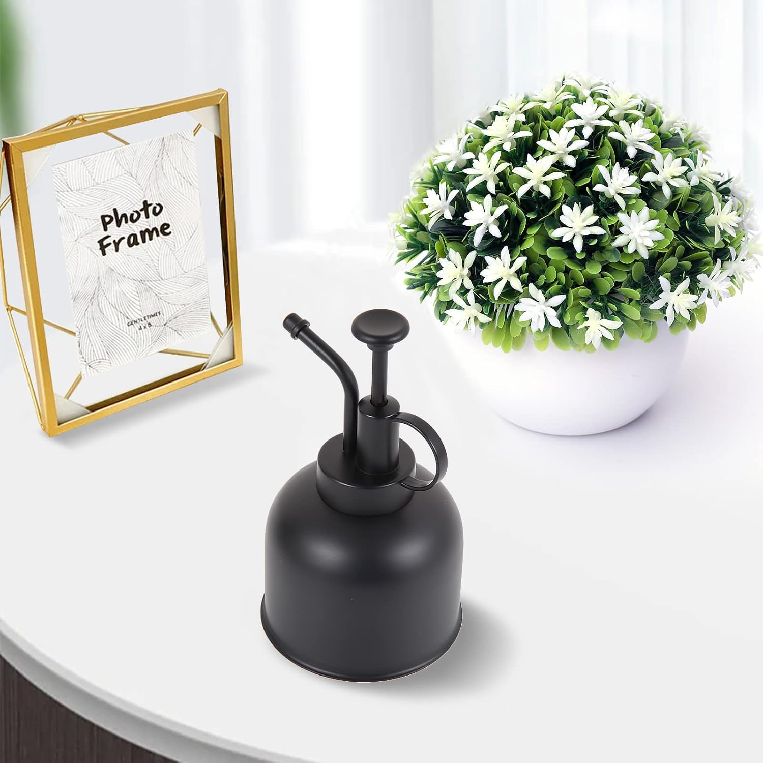 Plant Mister Spray Bottle, Metal Stainless Steel Plant Sprayer Mister, Small Watering Can Plant Spritzer with Top Pump for Indoor House Air Plants Succulents Outdoor Garden Decorative(Matte Black)