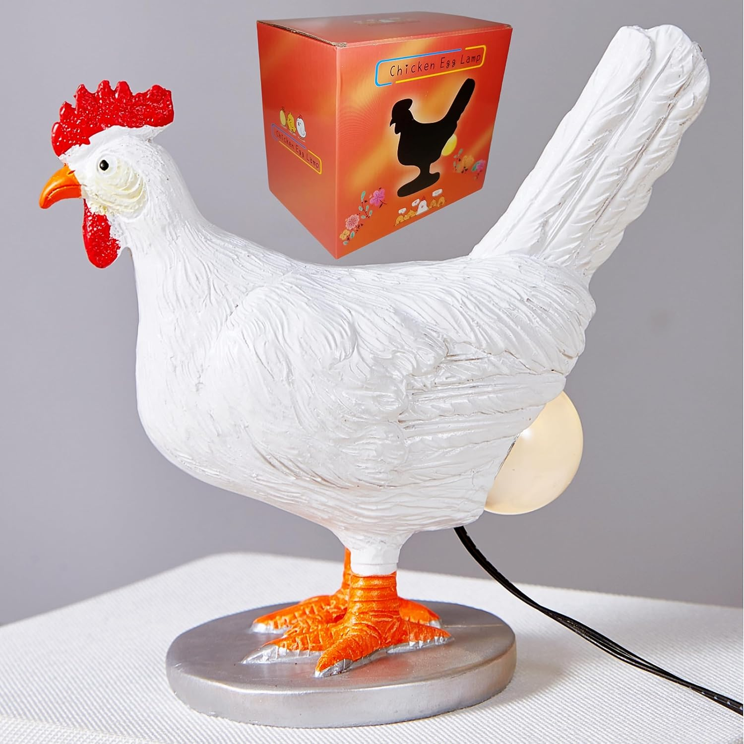 Boolai Chicken Egg Lamp,3D Chicken Table Lamp,Lifelike LED Egg Lamp,Resin Chicken Egg Night Light with USB (Chicken Egg Lamp)