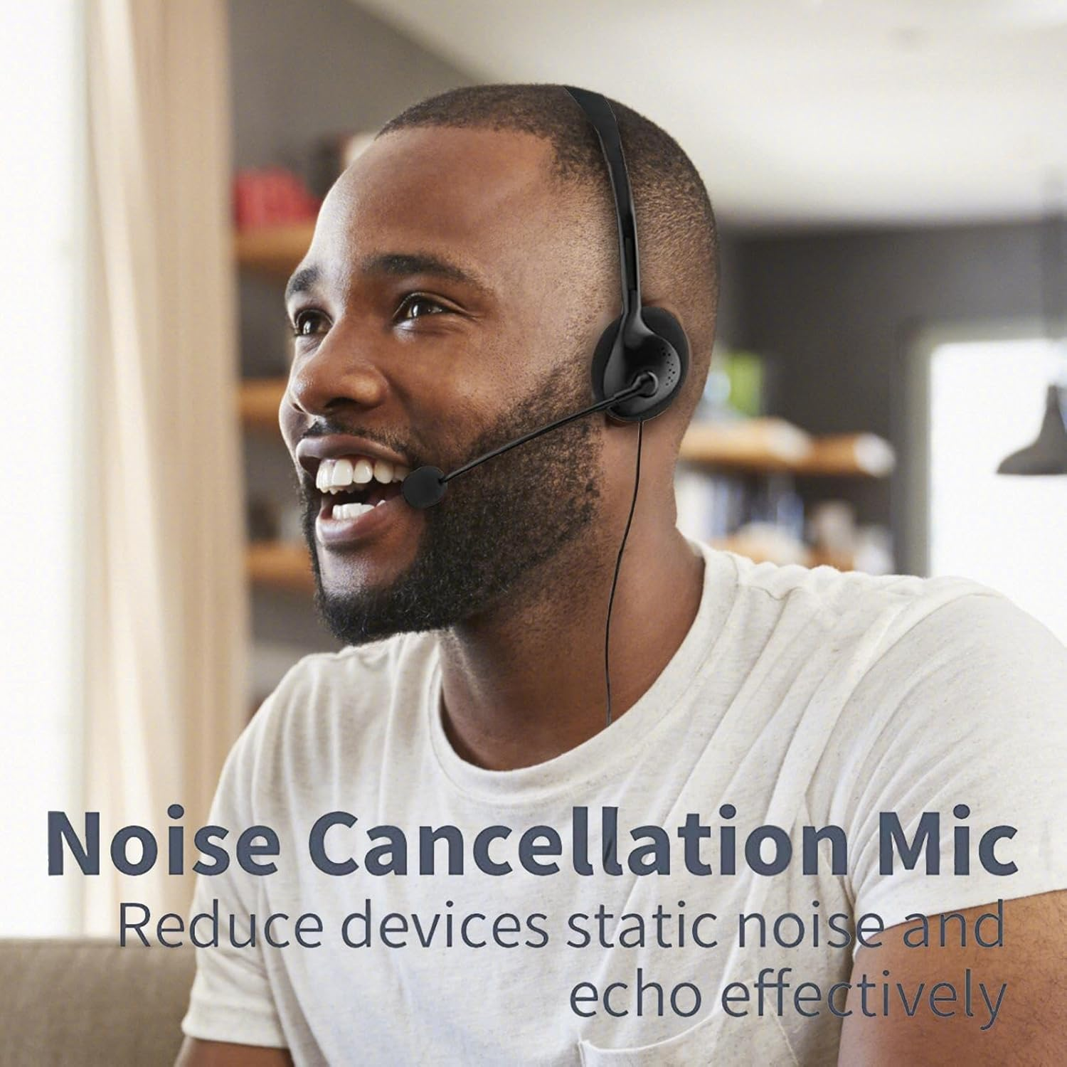 USB Game Headset with Microphone, Stable Headphones with Adjustable Volume Control for PC, Home