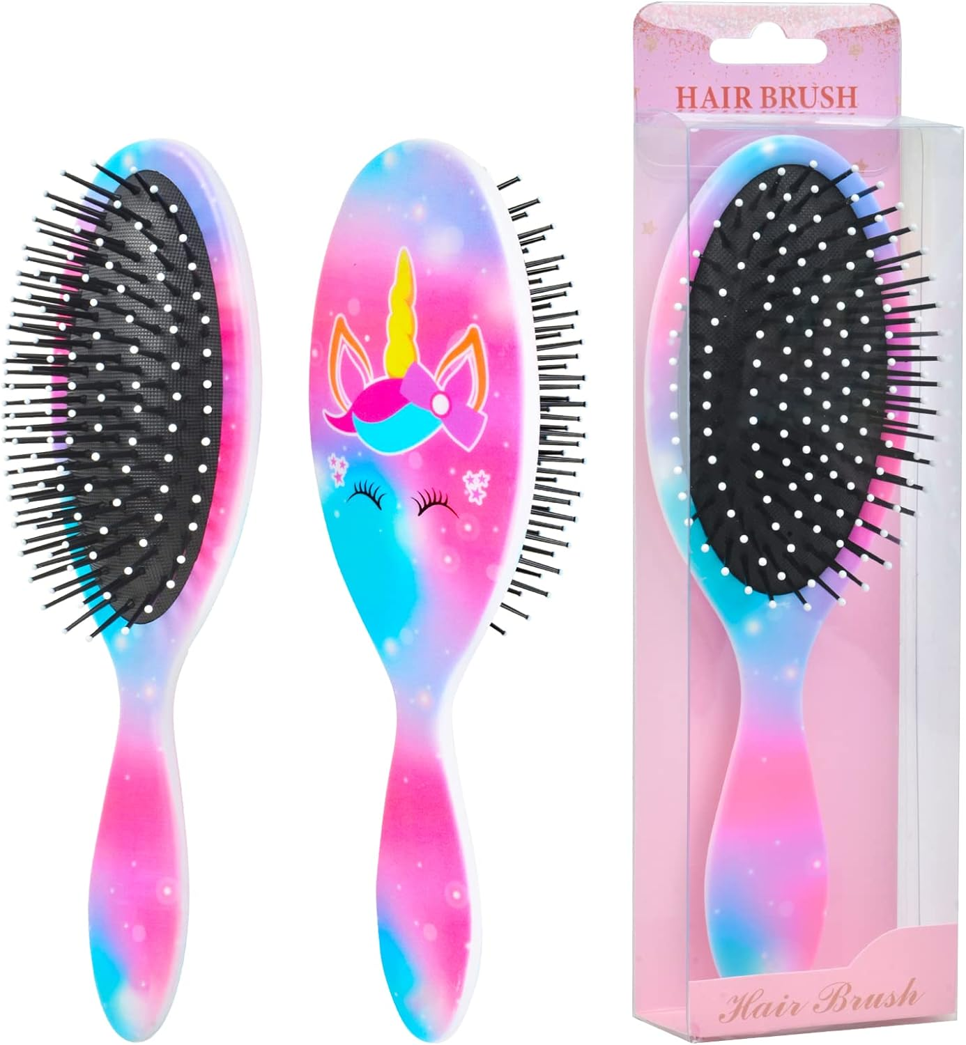 Kids Hair Brush Girls, Toddler Wet Dry Detangling Hair Brush for Curly Thick Hair Pain-Free Comb Girls Kids Women Unicorn Mermaid