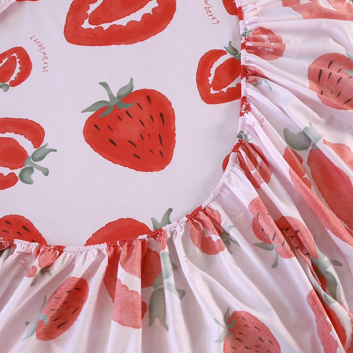 SDIII 4PCS Pink Strawberry Sheets Set Twin, Soft Microfiber Strawberry Sheets Twin Size, Cute Fruit Bedding Sheet Set for Girls Boys Kids and Teens image number 4