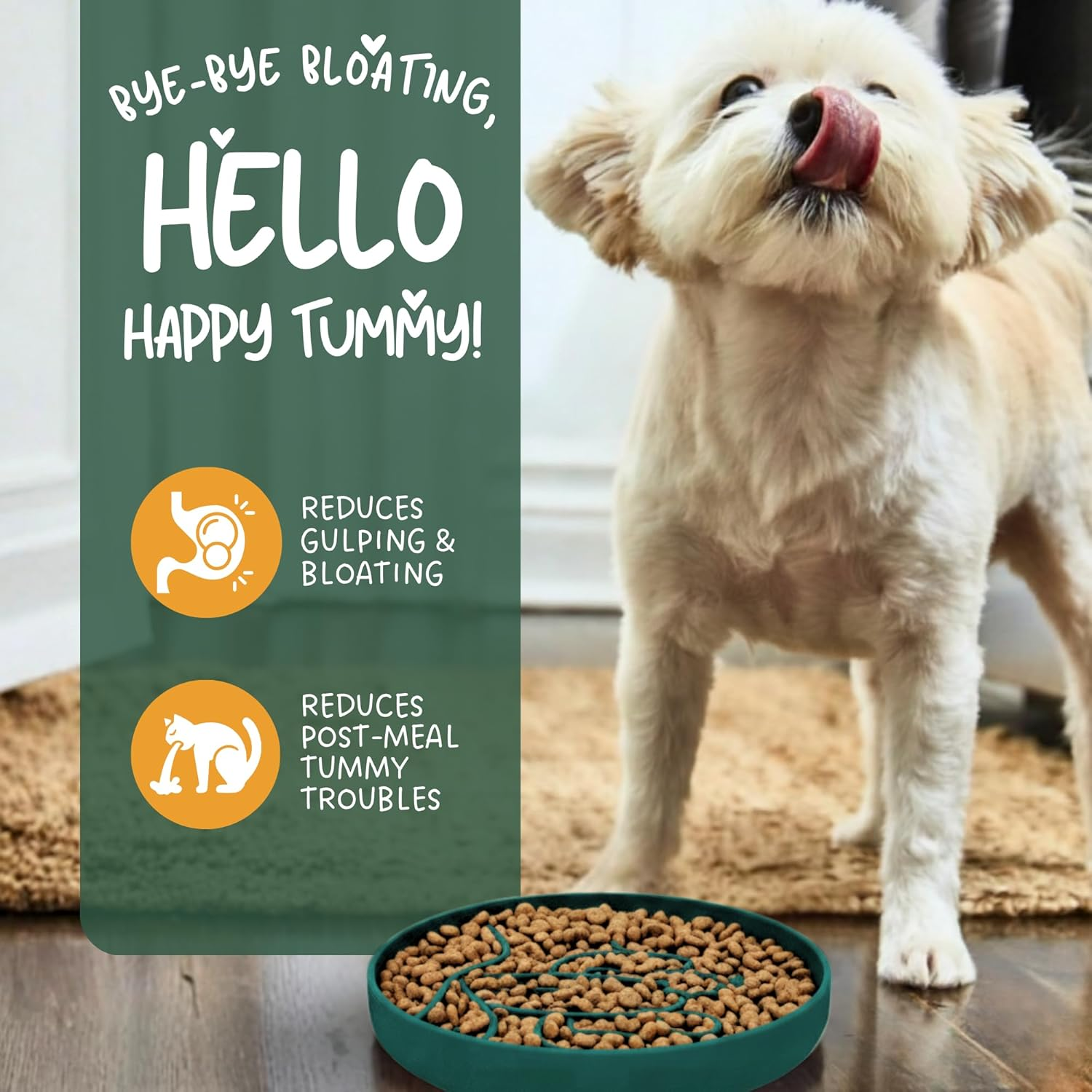 Tails & Whiskers Slow Feeder Dog & Cat Enrichment Bowl, Maze Rainbow Pattern anti Gulping Pet Food Bowl, 19 Cm (Blue) - Blue image number 2